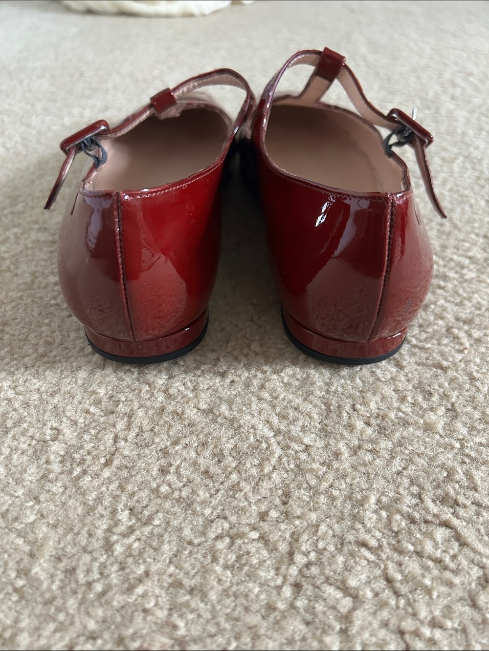 L’idea by Lori Burgundy Italian Patent Leather T-Strap Mary Jane Flats sz 8.5 - Picture 6 of 8